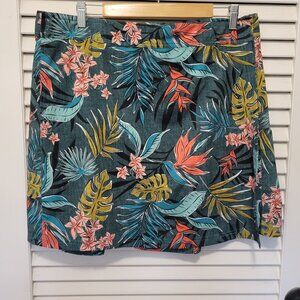 RipSkirt Hawaii Skirt XL 16 - 18 Green Vintage Bali Jungle print length 2 EUC